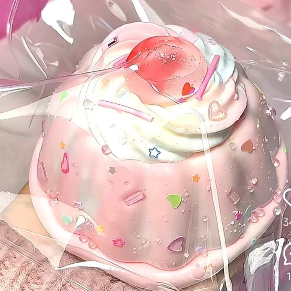 Cream strawberry big pudding silicone decompression toy slow rebound cute pinching music student party decompression artifact