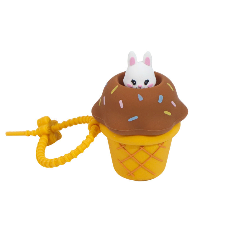 Silicone pinch music cartoon animal food play food grade silicone children's decompression toy bag pendant keychain
