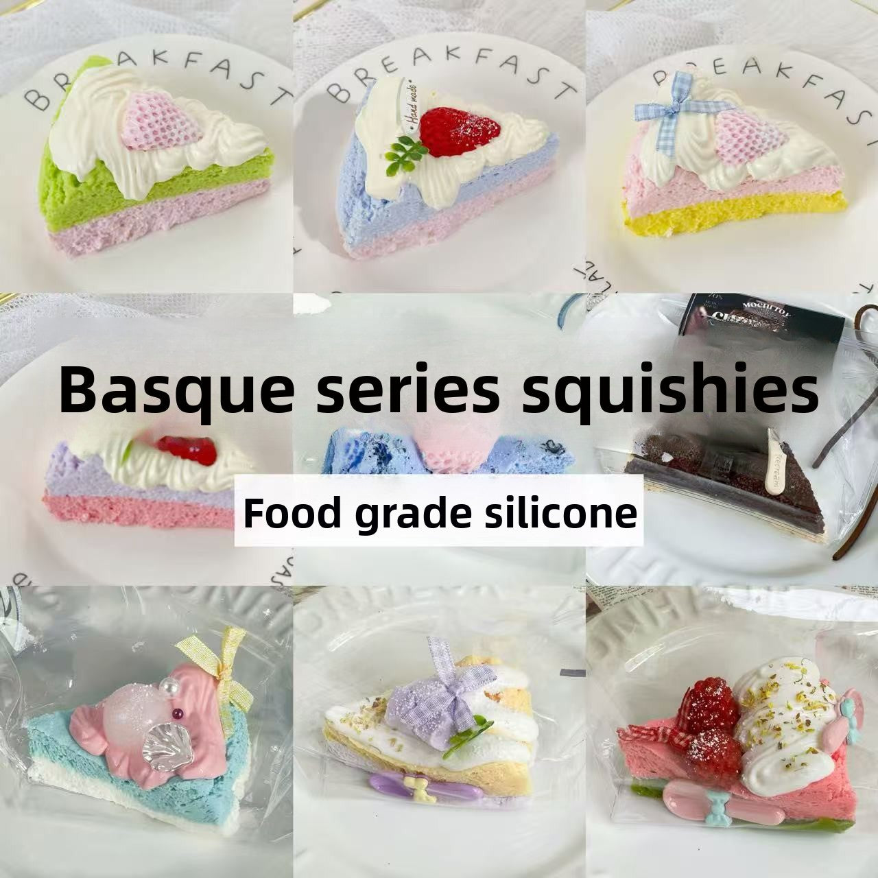 Basque series xiaohongshu best sellingartificial food pinch fun kids toys decompression food play cream mud pinch
