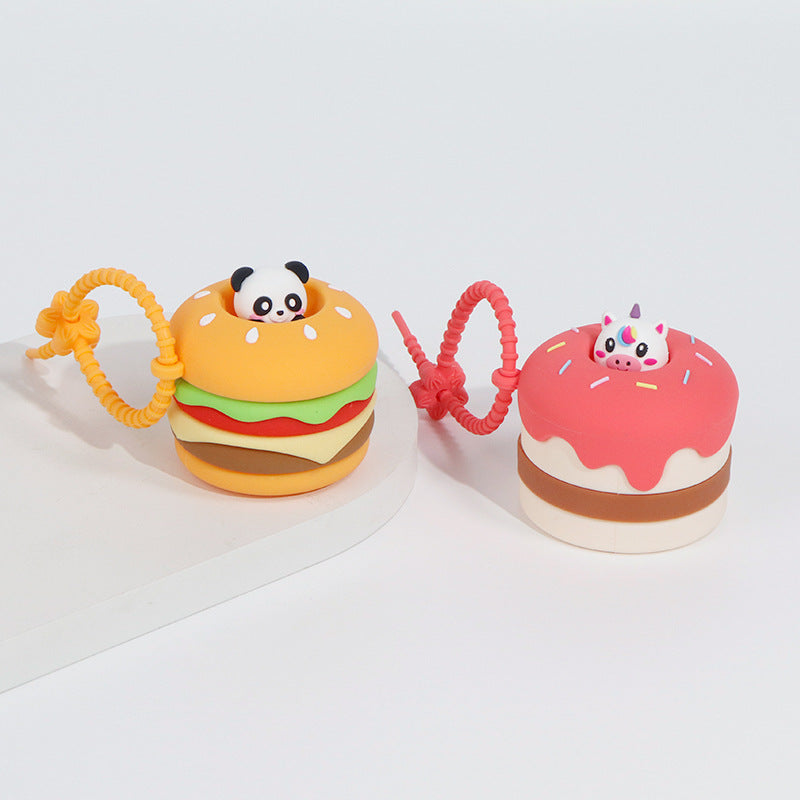 Silicone pinch music cartoon animal food play food grade silicone children's decompression toy bag pendant keychain