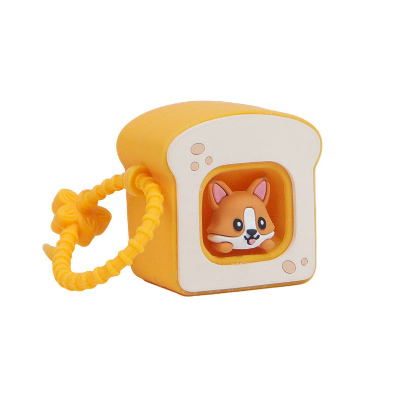Silicone pinch music cartoon animal food play food grade silicone children's decompression toy bag pendant keychain
