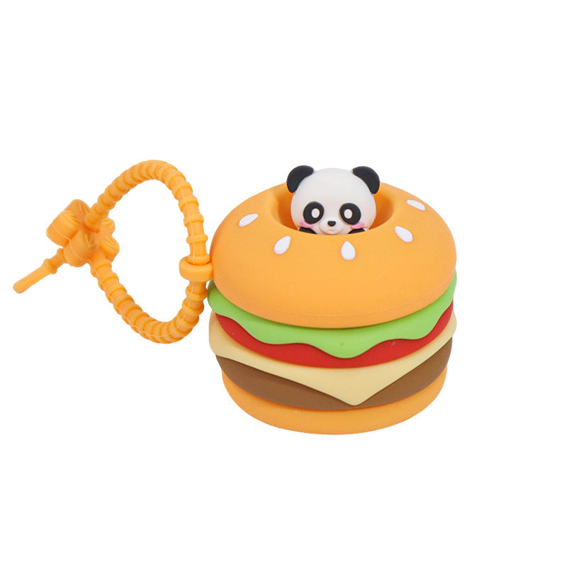 Silicone pinch music cartoon animal food play food grade silicone children's decompression toy bag pendant keychain