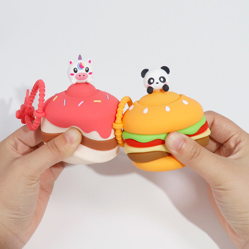 Silicone pinch music cartoon animal food play food grade silicone children's decompression toy bag pendant keychain